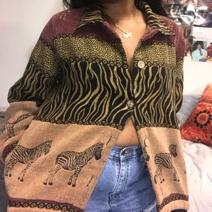 Animal print button down